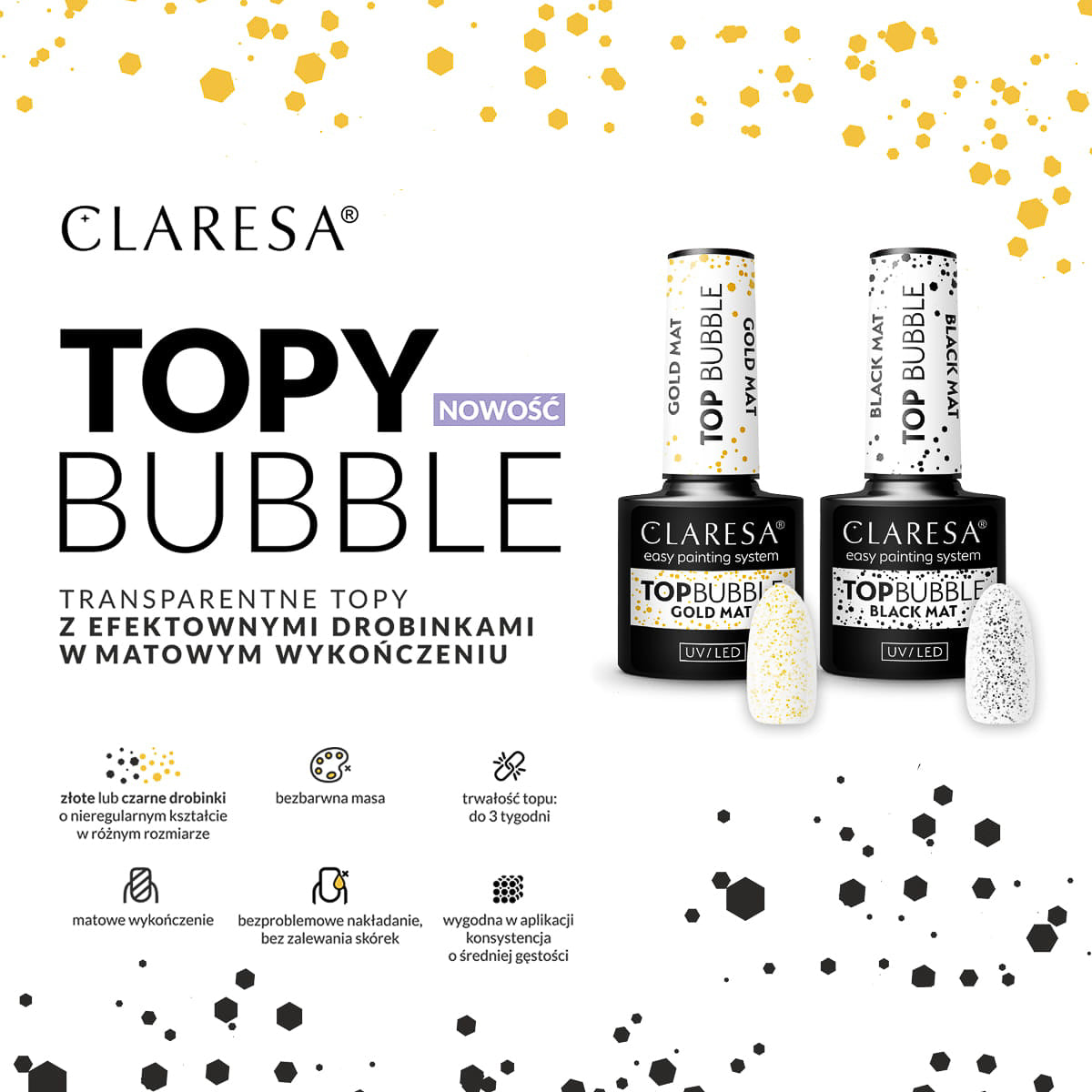 Claresa Top Bubble Zwart Mat Streeploos -5g