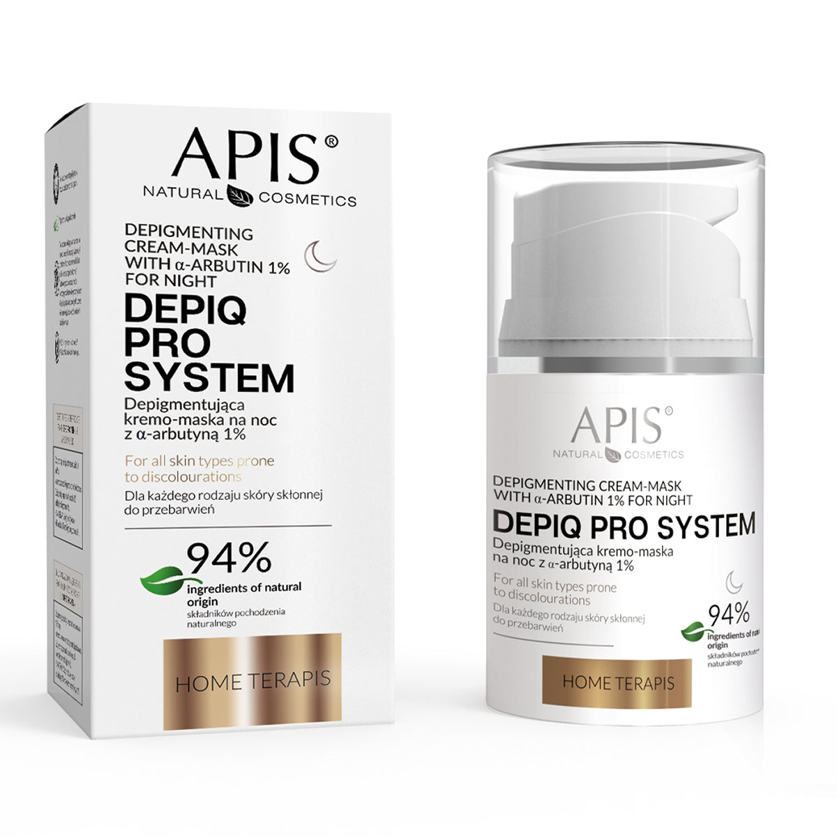 APIS DEPIQ PRO SYSTEM Depigmenterend nachtcrèmemasker met α-arbutine 1%, 50 ml