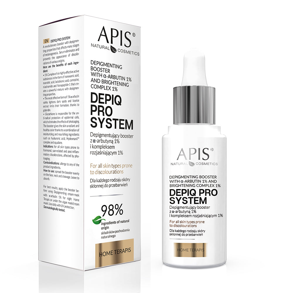 APIS DEPIQ PRO SYSTEM Depigmenterende booster met α-arbutine 1% en verhelderend complex 1% 30 ml