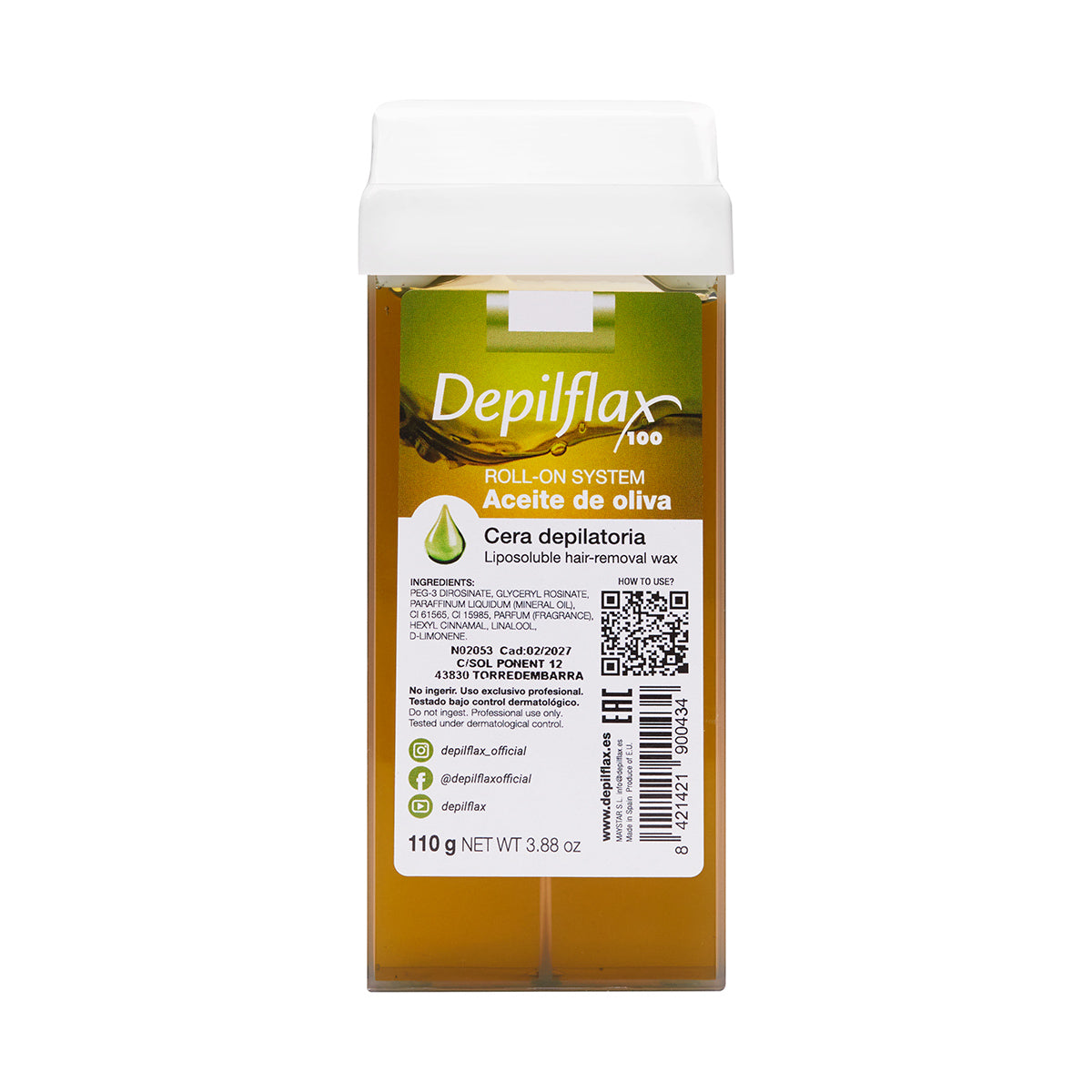 Depilflax 100 rouleau de cire dépilatoire olive 110g
