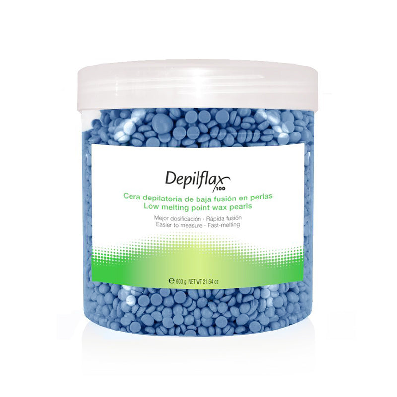 Depilflax cire dure sans bandes décolorante perle azul 600g bleu