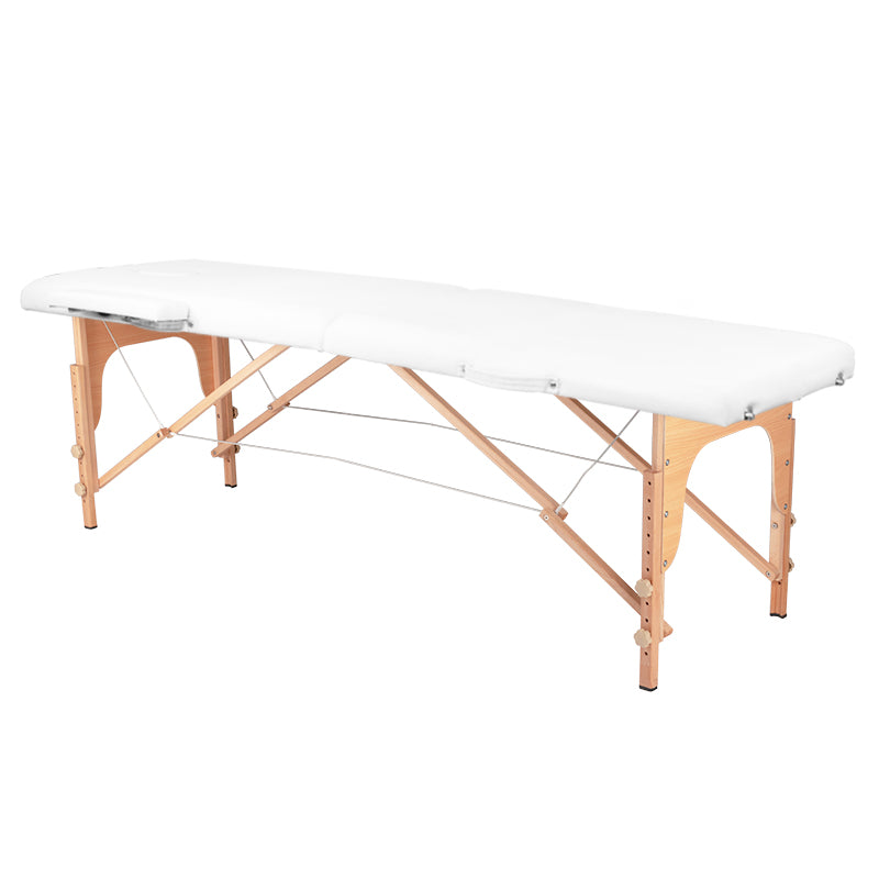 2-delige inklapbare comfort massagetafel, hout, wit