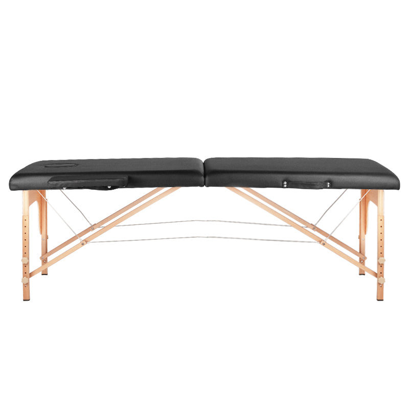 2-delige inklapbare comfort massagetafel, hout, zwart