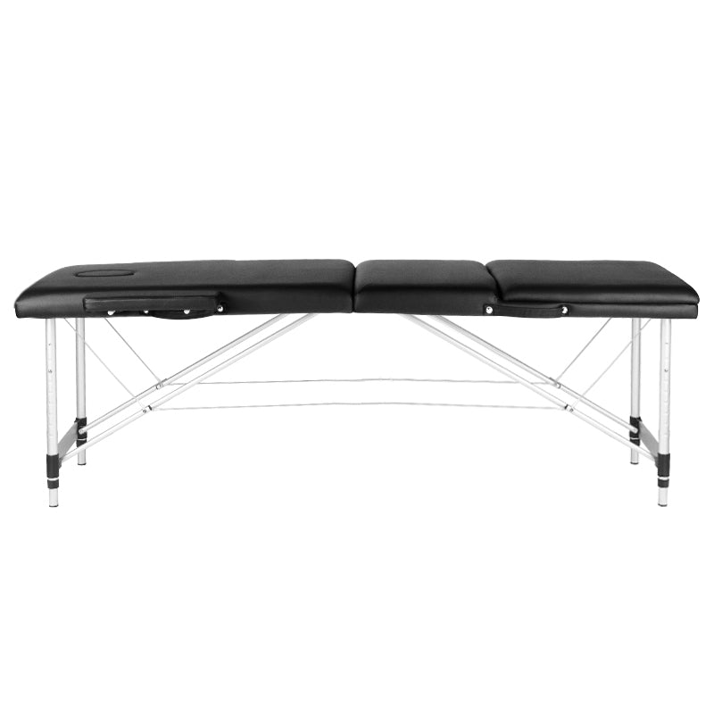 3-delige aluminium comfort massagetafel, zwart