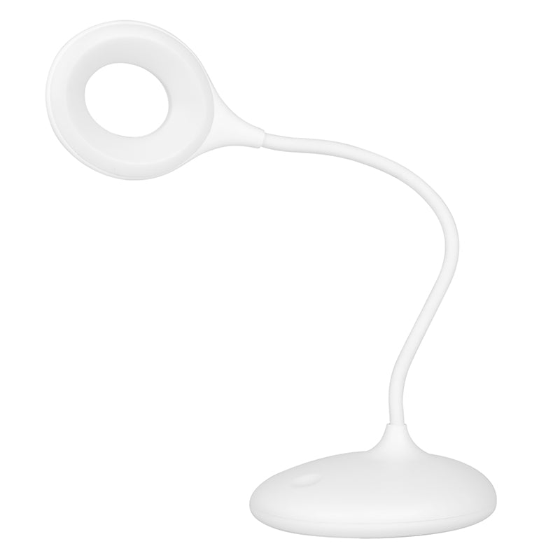 Anneau led lampe serpent sur le bureau blanc