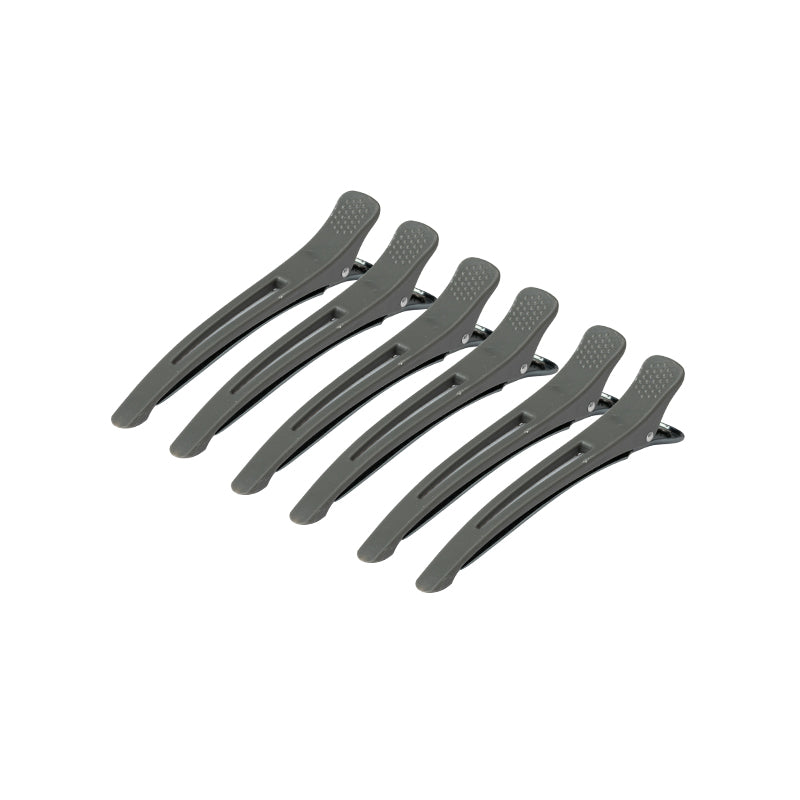 Clamps hairdressing clips for hair e-12b 6 pcs 11.5 cm gray