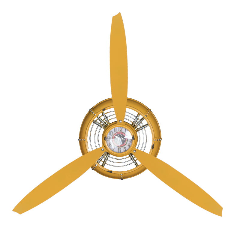 Decoration clock yellow propeller