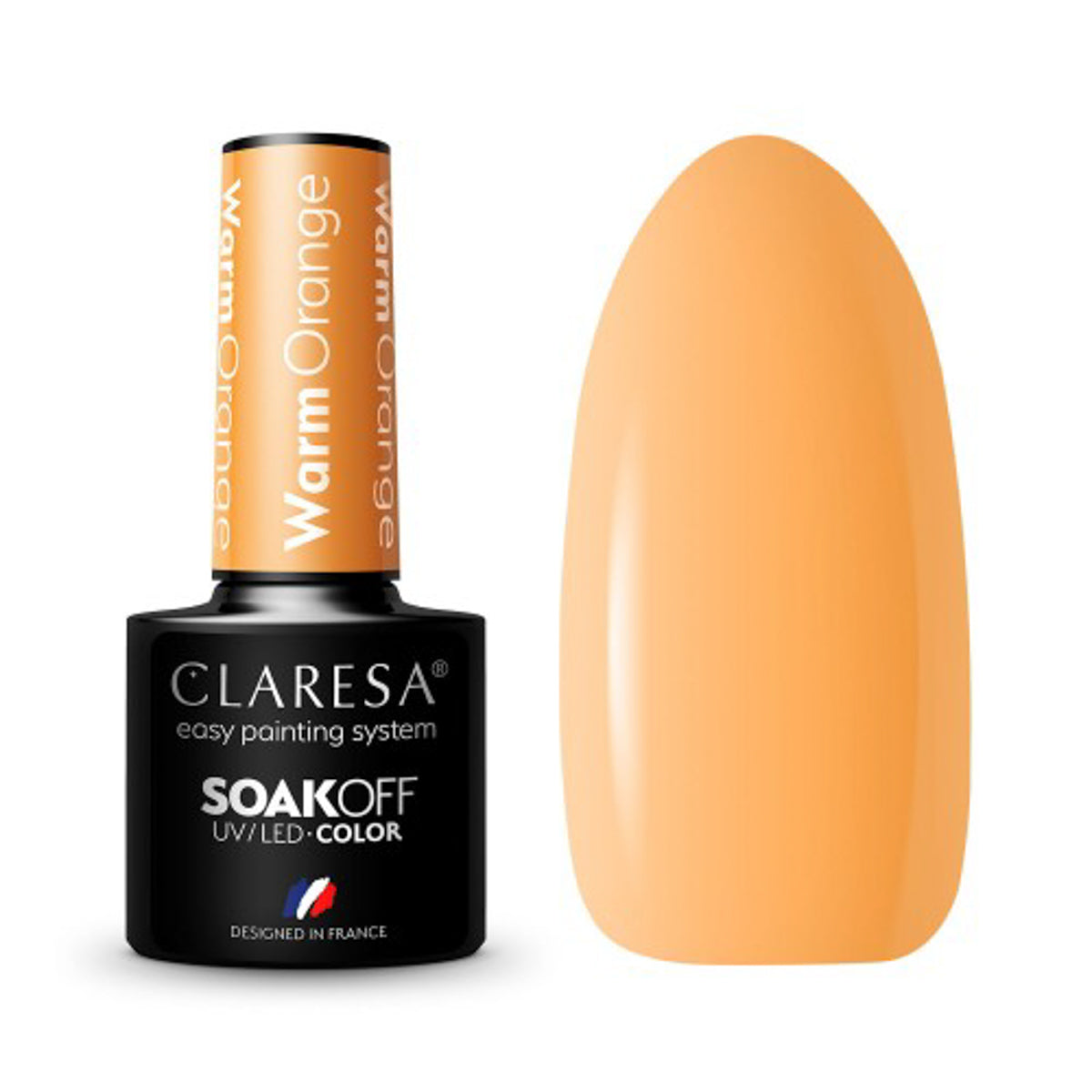 CLARESA Vernis à ongles hybride ORANGE CHAUD -5g